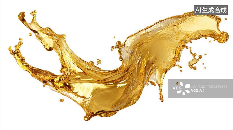 【AI数字艺术】金色液体飞溅瞬间图片素材