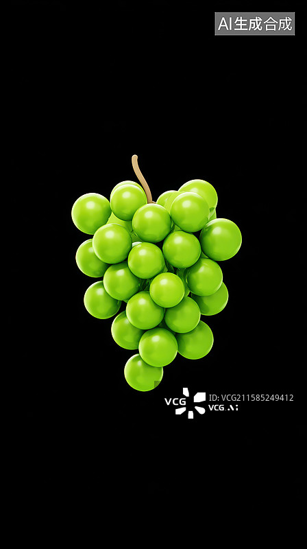 【AI数字艺术】一串绿色葡萄的特写图片素材