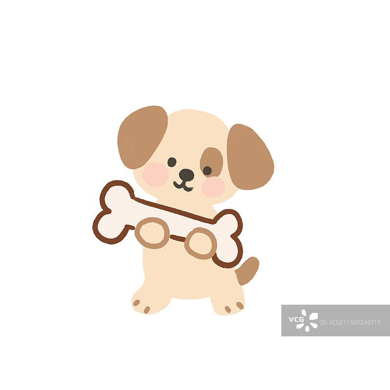 可爱小狗拿着骨头图片素材