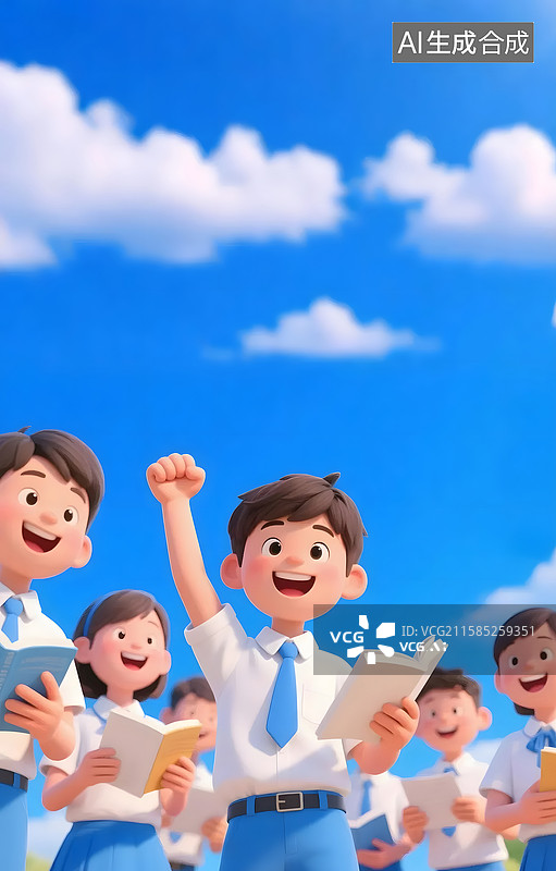 【AI数字艺术】高考成功，上学教育开学的学生图片素材