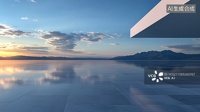 【AI数字艺术】云,天空,日出,日落,空地,平台,广场,场地，汽车广告背景图图片素材