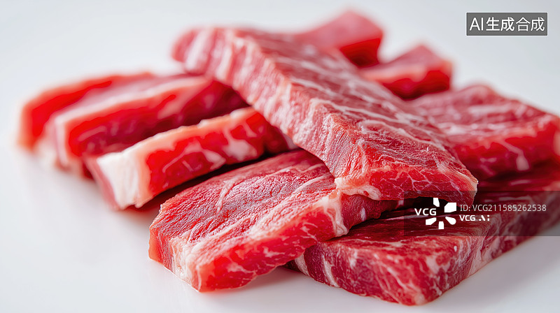 【AI数字艺术】新鲜牛肉切块特写图片素材