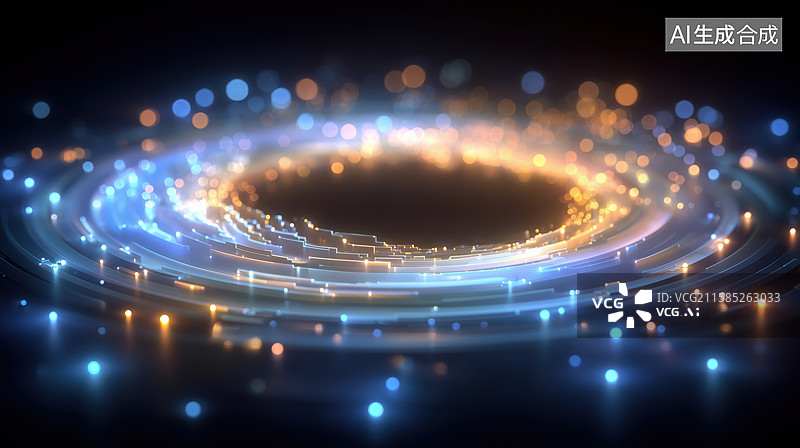 【AI数字艺术】科技创意背景荧光色光点组成的全息螺旋3D立体插画图片素材