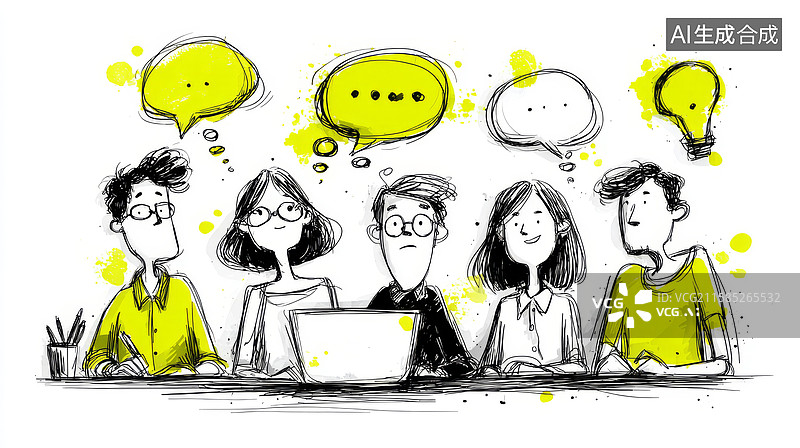 【AI数字艺术】团队头脑风暴与协作图片素材