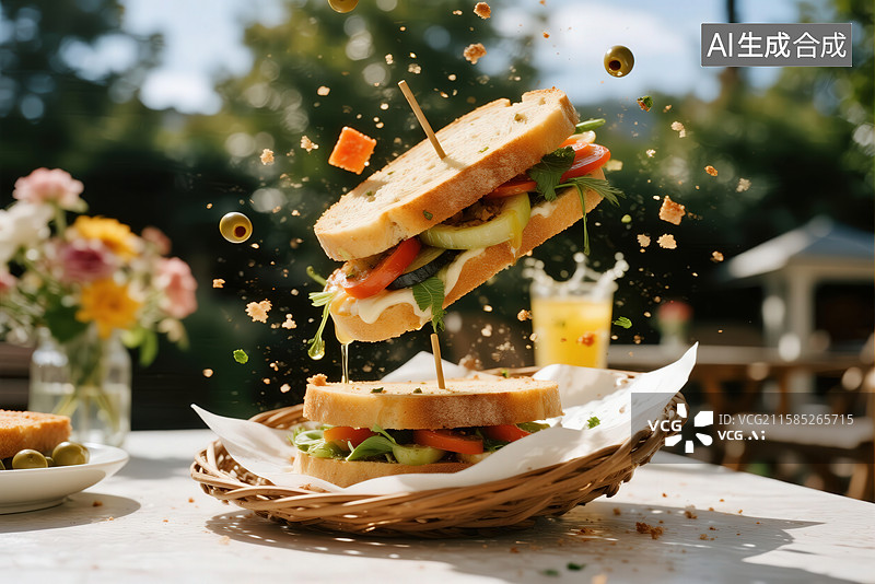 【AI数字艺术】烤蔬菜三明治图片素材