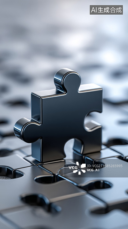 【AI数字艺术】金属拼图的一块图片素材