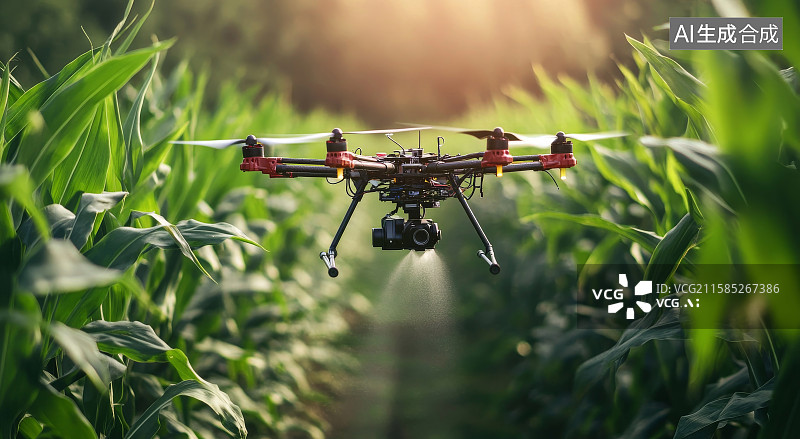【AI数字艺术】无人机在农田喷洒作业图片素材