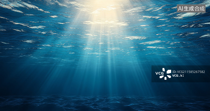 【AI数字艺术】海底阳光透过海水景象图片素材