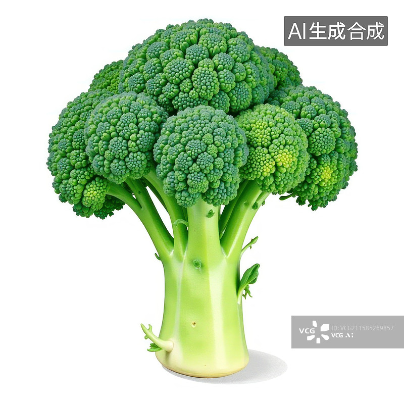 【AI数字艺术】新鲜绿色西兰花蔬菜特写图片素材