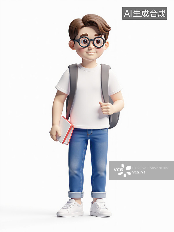 【AI数字艺术】手持平板电脑和书的年轻男子图片素材