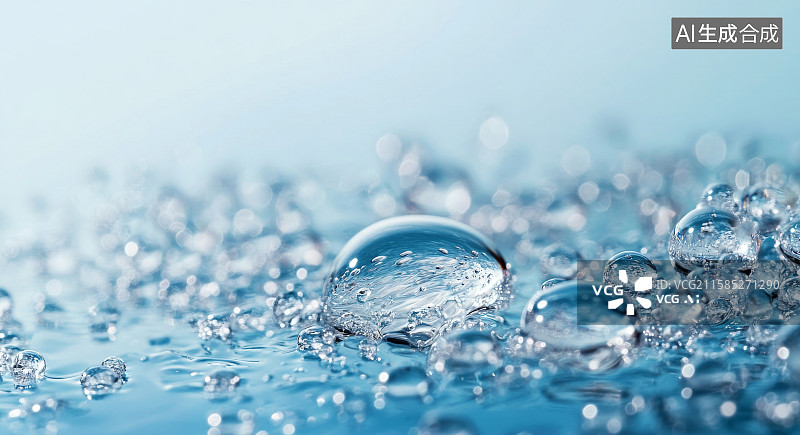 【AI数字艺术】透明气泡分子SPA医疗美容背景图片素材