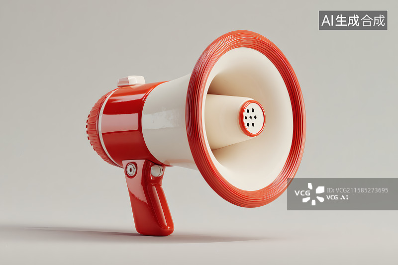 【AI数字艺术】白色背景，一支扩音器，广播宣传海报图片素材