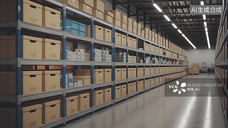 【AI数字艺术】仓库货架排列整齐图片素材