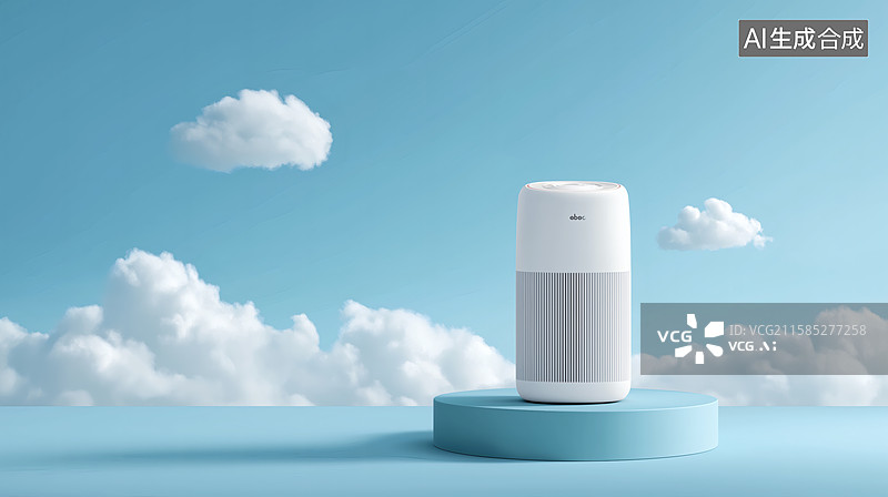 【AI数字艺术】空气净化器产品展示，清新简约风格图片素材