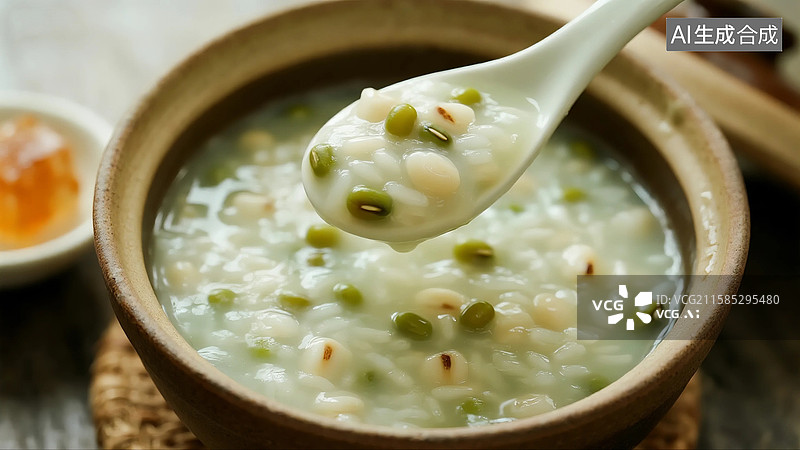 【AI数字艺术】中式营养膳食薏米绿豆粥图片素材