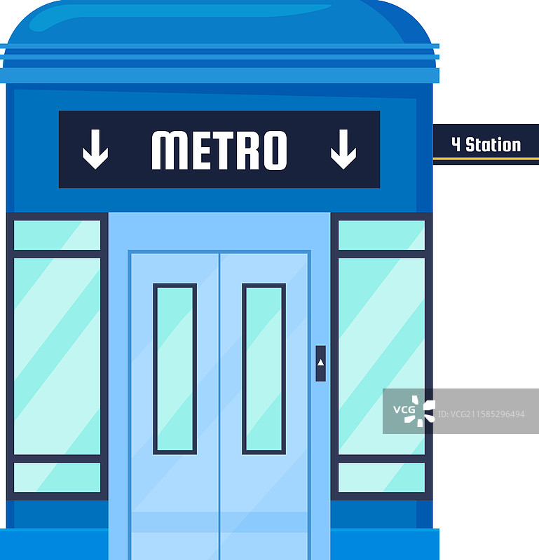 明亮蓝色的地铁站入口图片素材