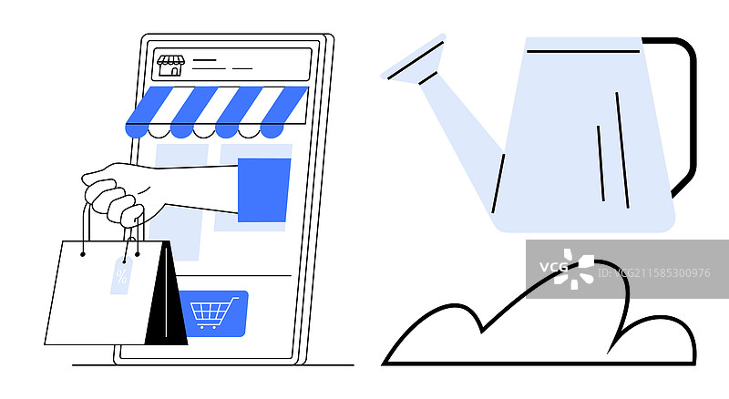 电子商务与在线购物的增长概念图片素材