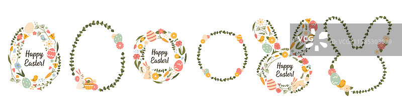 春季假期邀请的快乐复活节框架图片素材