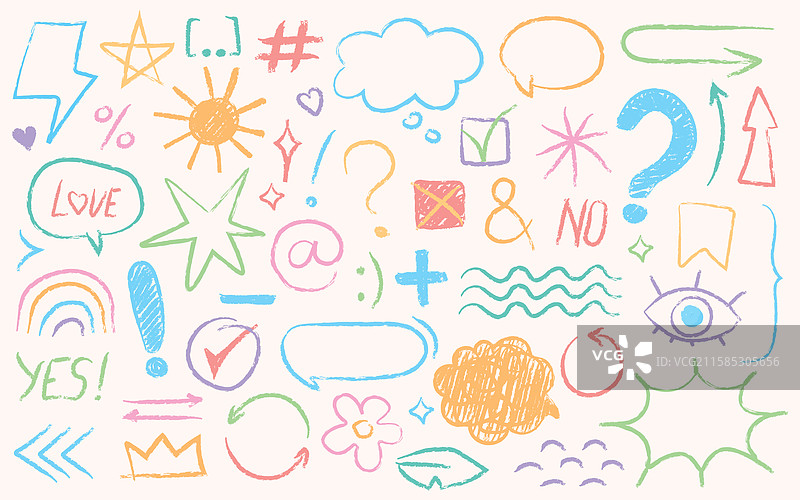 手绘的各种信息交流涂鸦图片素材