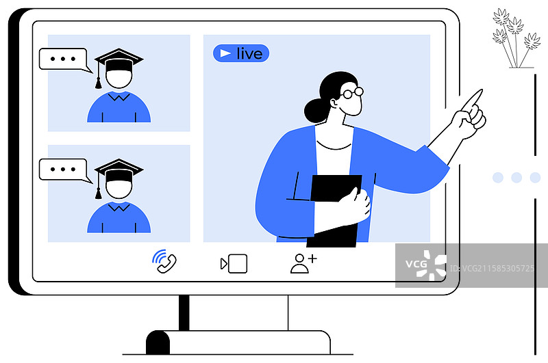 在线教育工作者在虚拟环境中教授毕业生图片素材