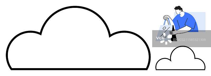 带有购物符号的云存储图标图片素材