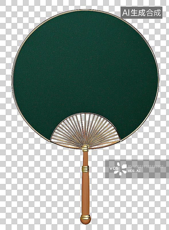 【AI数字艺术】免扣元素墨绿色素面团扇图片素材