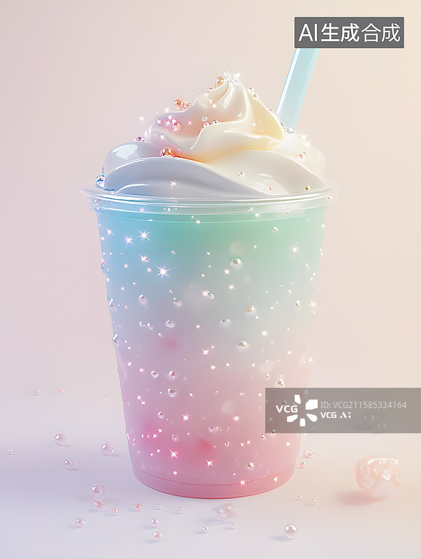 【AI数字艺术】奶茶冷饮冰淇淋糖果色夏日饮品图片素材