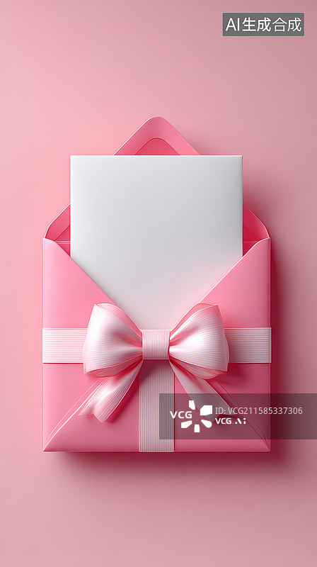【AI数字艺术】粉色信封与白色卡片的节日礼物图片素材
