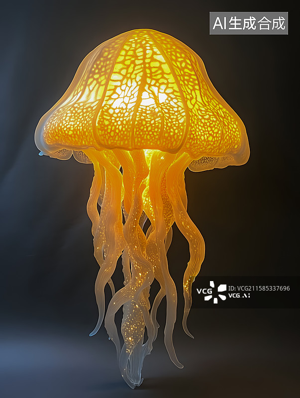 【AI数字艺术】梦幻水母灯光艺术深海灵感创意灯饰图片素材