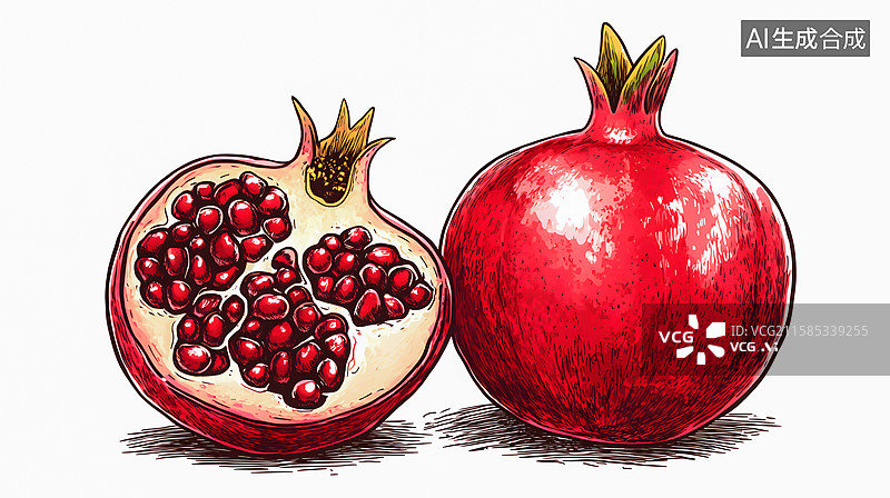 【AI数字艺术】饱满多汁的红石榴图片素材