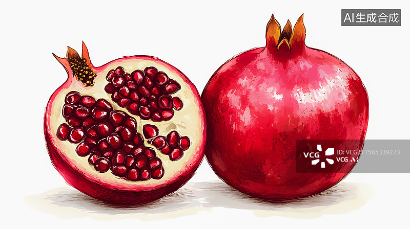 【AI数字艺术】饱满多汁的红石榴图片素材
