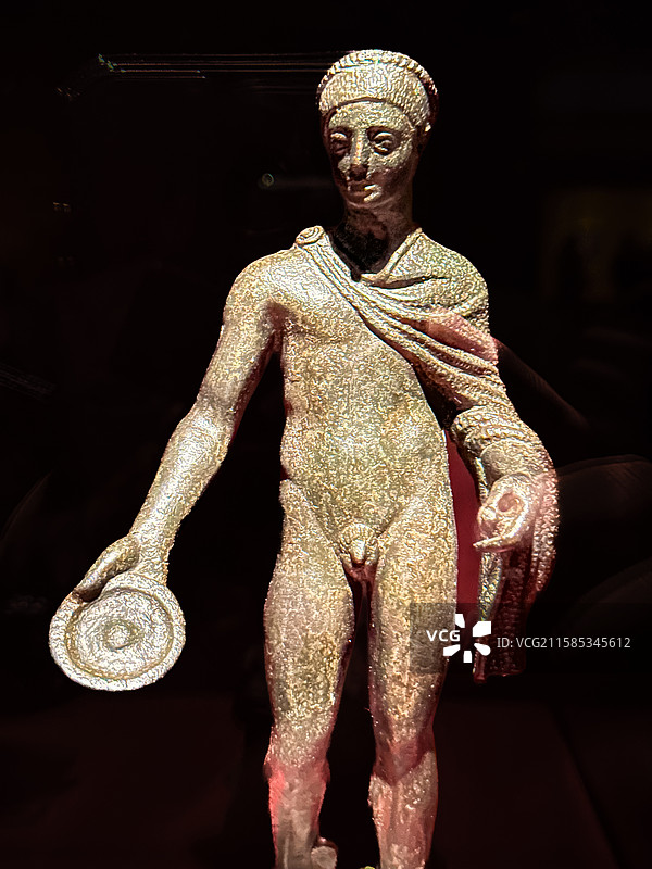 公元1世纪 古罗马 青铜  墨丘利小雕像 那不勒斯国家考古博物馆图片素材