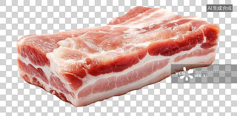 【AI数字艺术】新鲜生五花肉带明显脂肪层图片素材