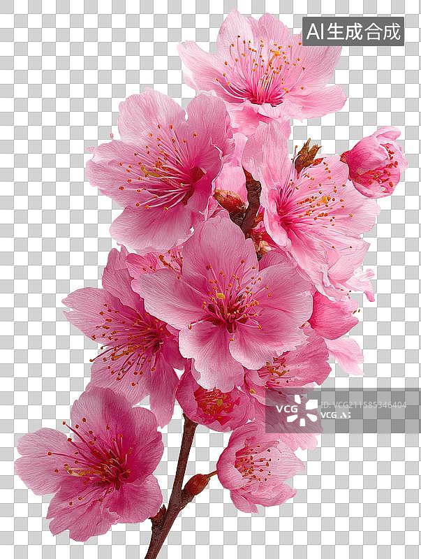 【AI数字艺术】盛开的粉色樱花特写图片素材