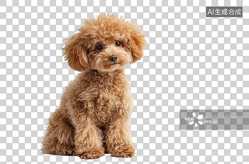 【AI数字艺术】棕色卷毛泰迪犬幼犬坐着图片素材