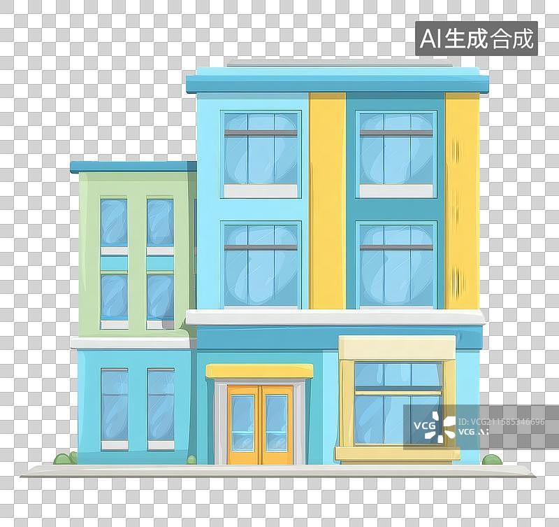 【AI数字艺术】现代多层彩色商业建筑外观图片素材
