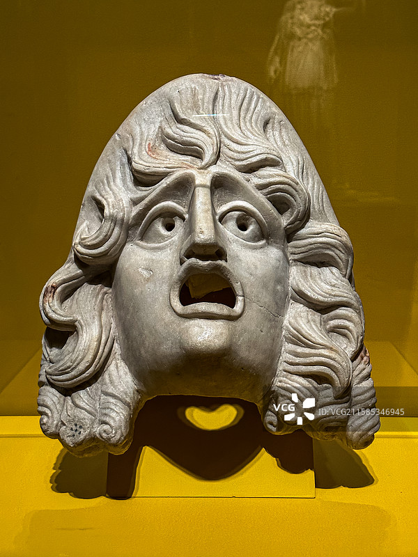 公元1世纪 古罗马 大理石雕塑 戏剧面具 那不勒斯国家考古博物馆图片素材