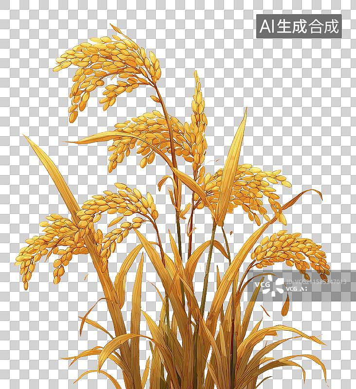 【AI数字艺术】成熟金黄稻穗展示自然丰收景象图片素材