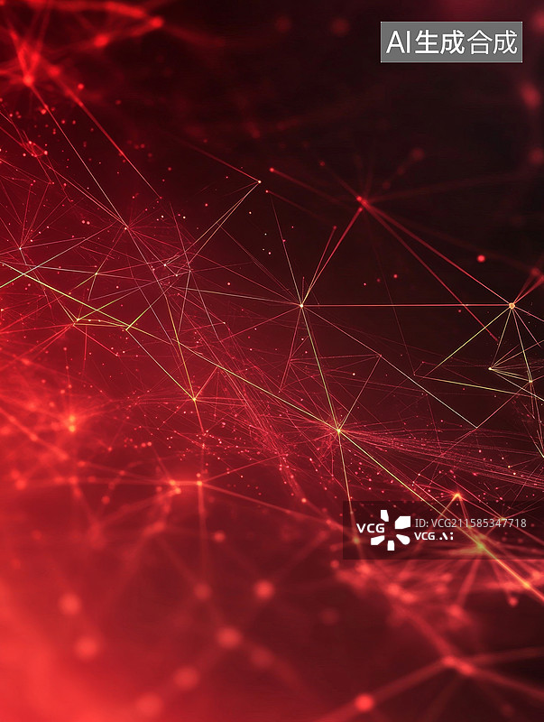 【AI数字艺术】红色网络连接图图片素材