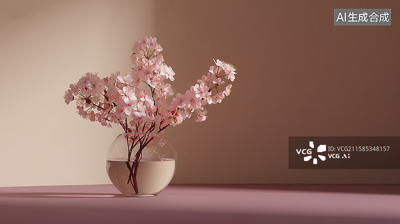 【AI数字艺术】粉色花静物美学图图片素材
