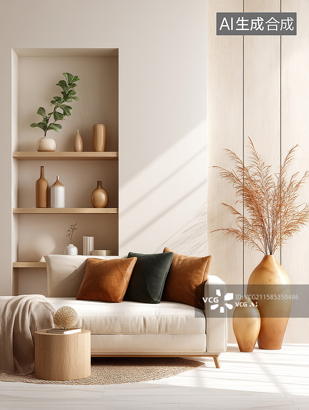 【AI数字艺术】现代简约客厅布置图片素材