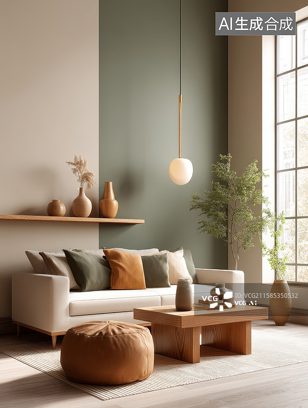 【AI数字艺术】现代简约客厅布置图片素材