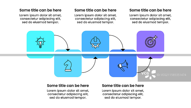 带有方块和5的时间线信息图模板图片素材
