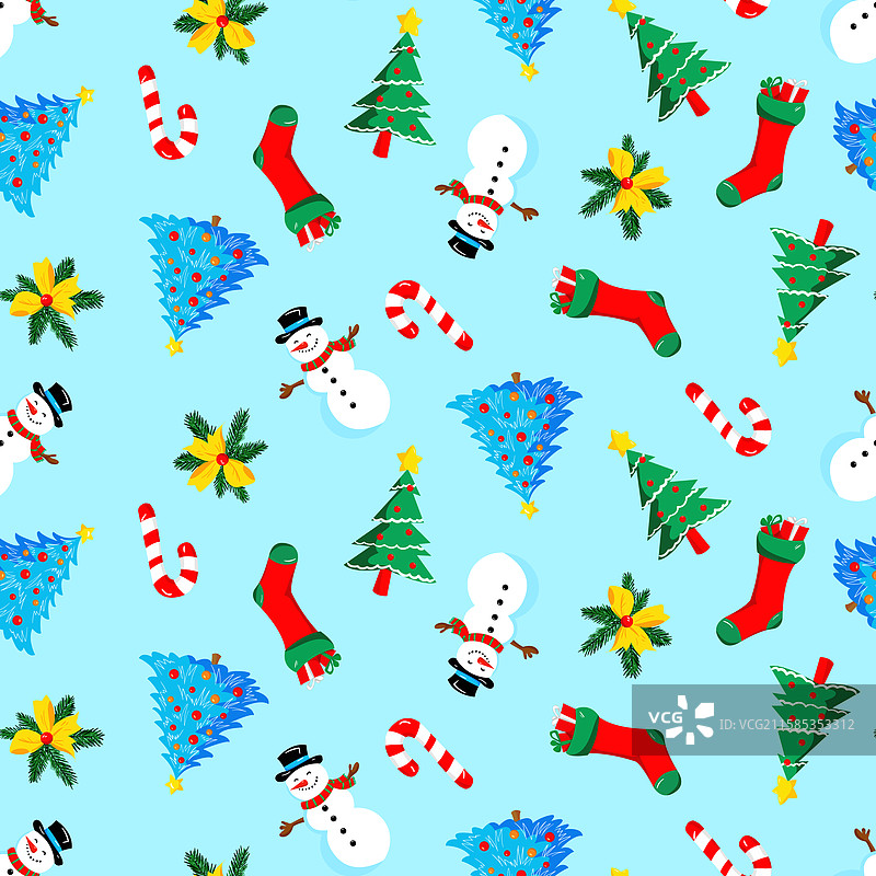 无缝手绘圣诞图案圣诞老人图片素材