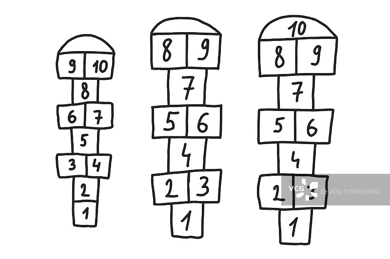 跳房子游戏套装，孤立在白色背景上图片素材
