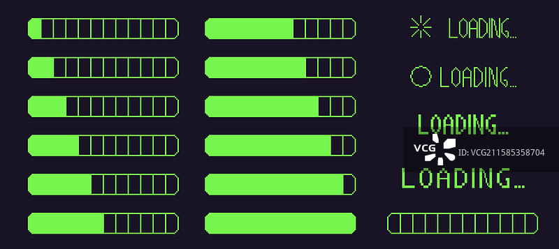 像素艺术复古加载条界面 8 位图片素材