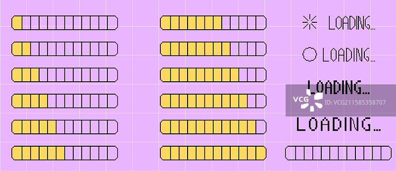 像素艺术复古加载条界面 8 位图片素材