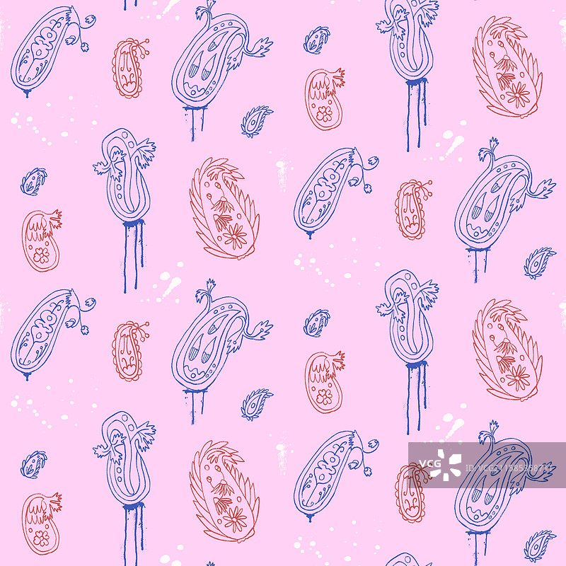 现代涂鸦佩斯利无缝图案喷涂图片素材