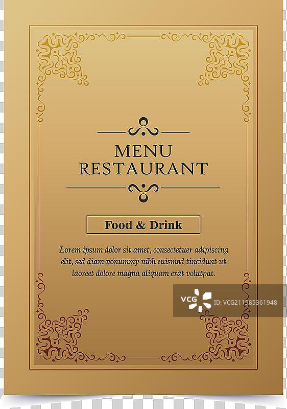 奢华餐厅菜单与装饰元素图片素材