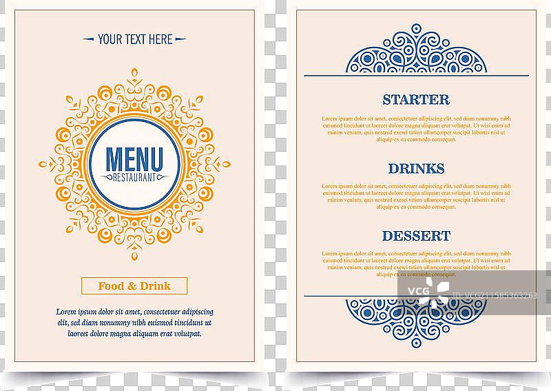 色彩丰富的餐厅菜单布局设计图片素材